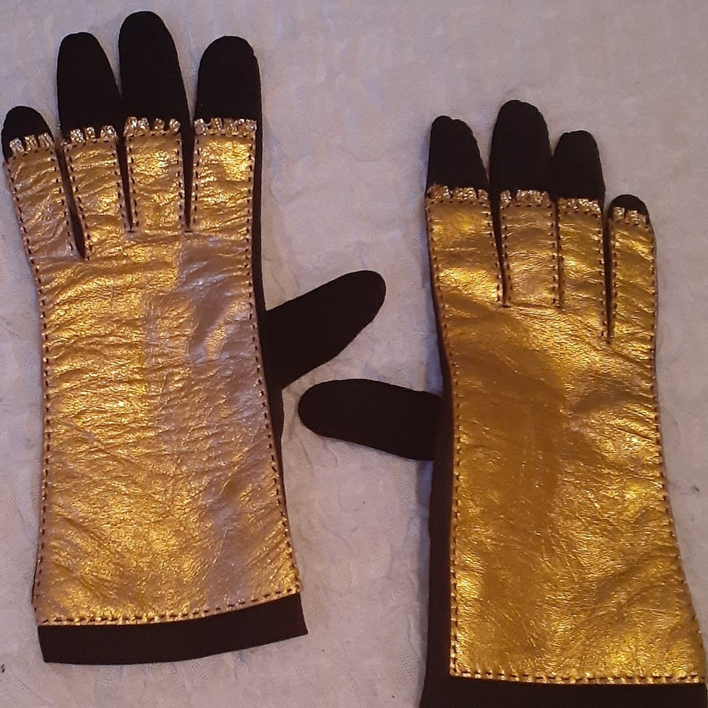 Vintage Black w/Gold Leather Gloves